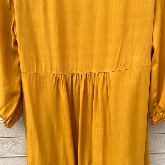Jodifl Floral Embroidered High Low Flowy Dress Size Large Golden Yellow - Picture 7 of 9